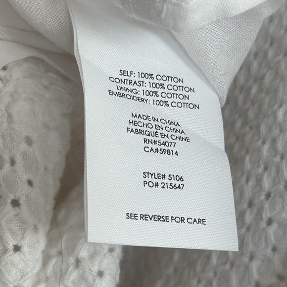 CAbi Women’s Size 8 Dress Lizzie White Eyelet Cotton Midi Detailed collar - Picture 14 of 14